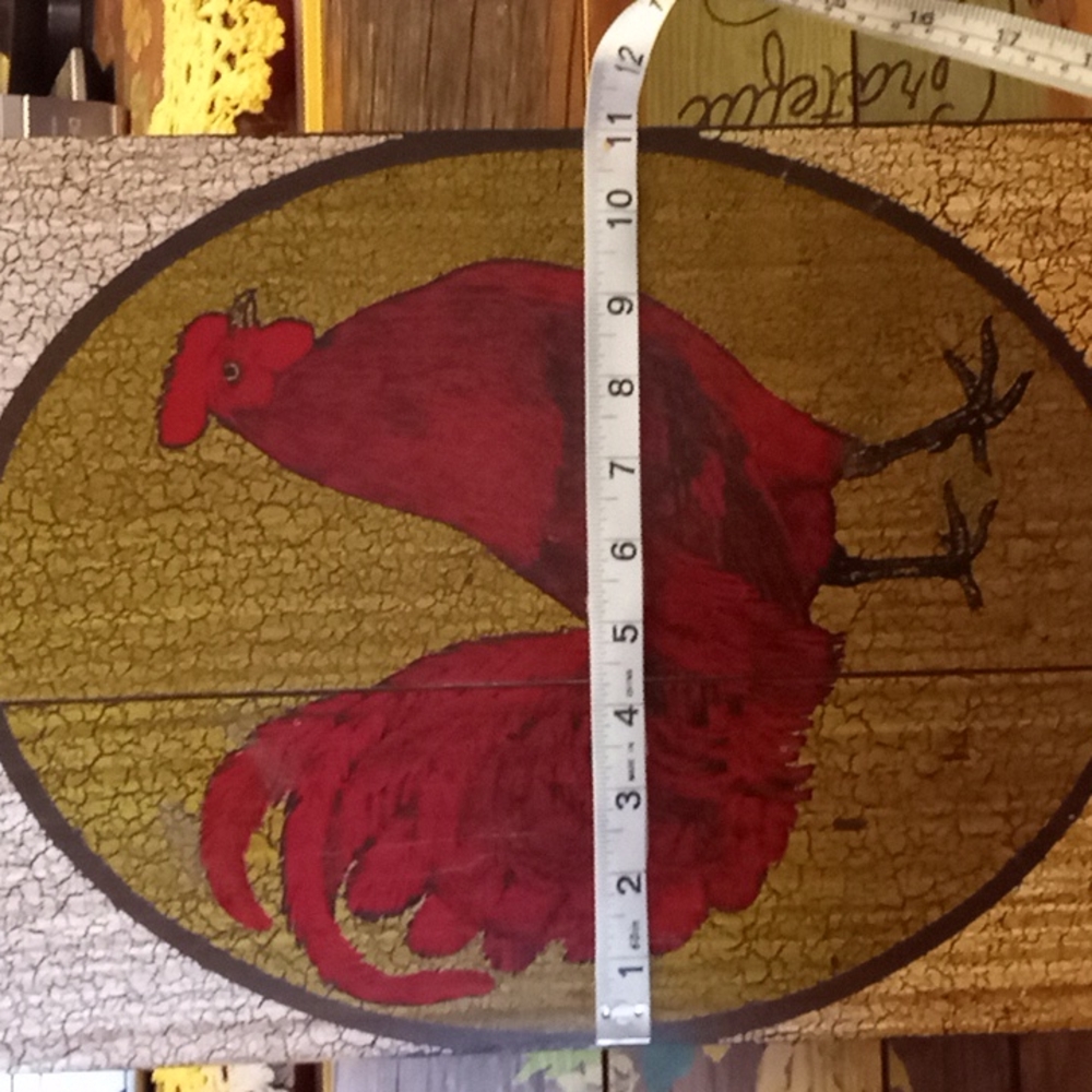 VINTAGE 11" BY 22" RARE VINTAGE TAVERN ROOSTER ON A WOOD BOARD~(LARGE) - Picture 9 of 17